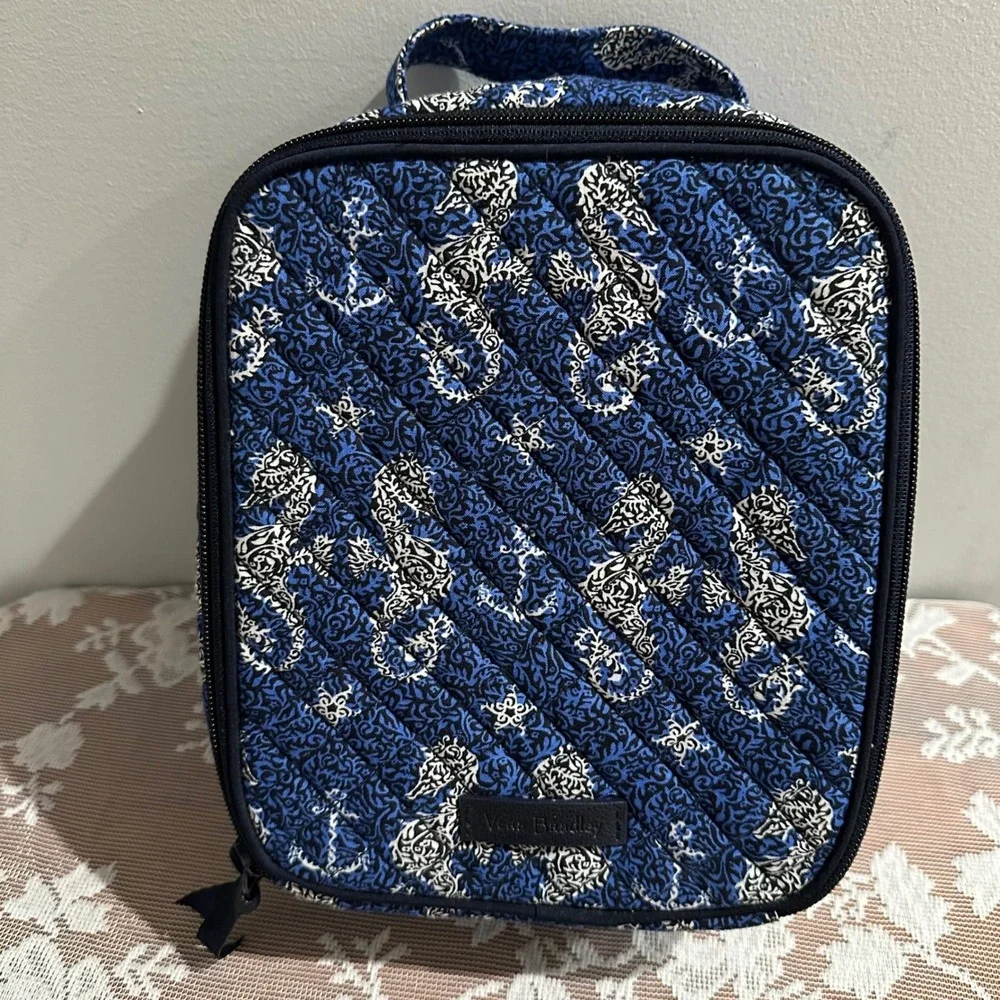 Vera Bradley Quilted Lunch Bag Seahorse‎ of Course Case Blue Nautical Pattern